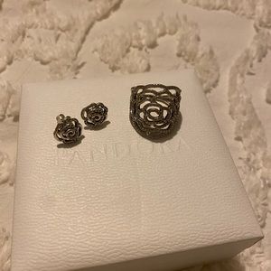Pandora ring and earrings